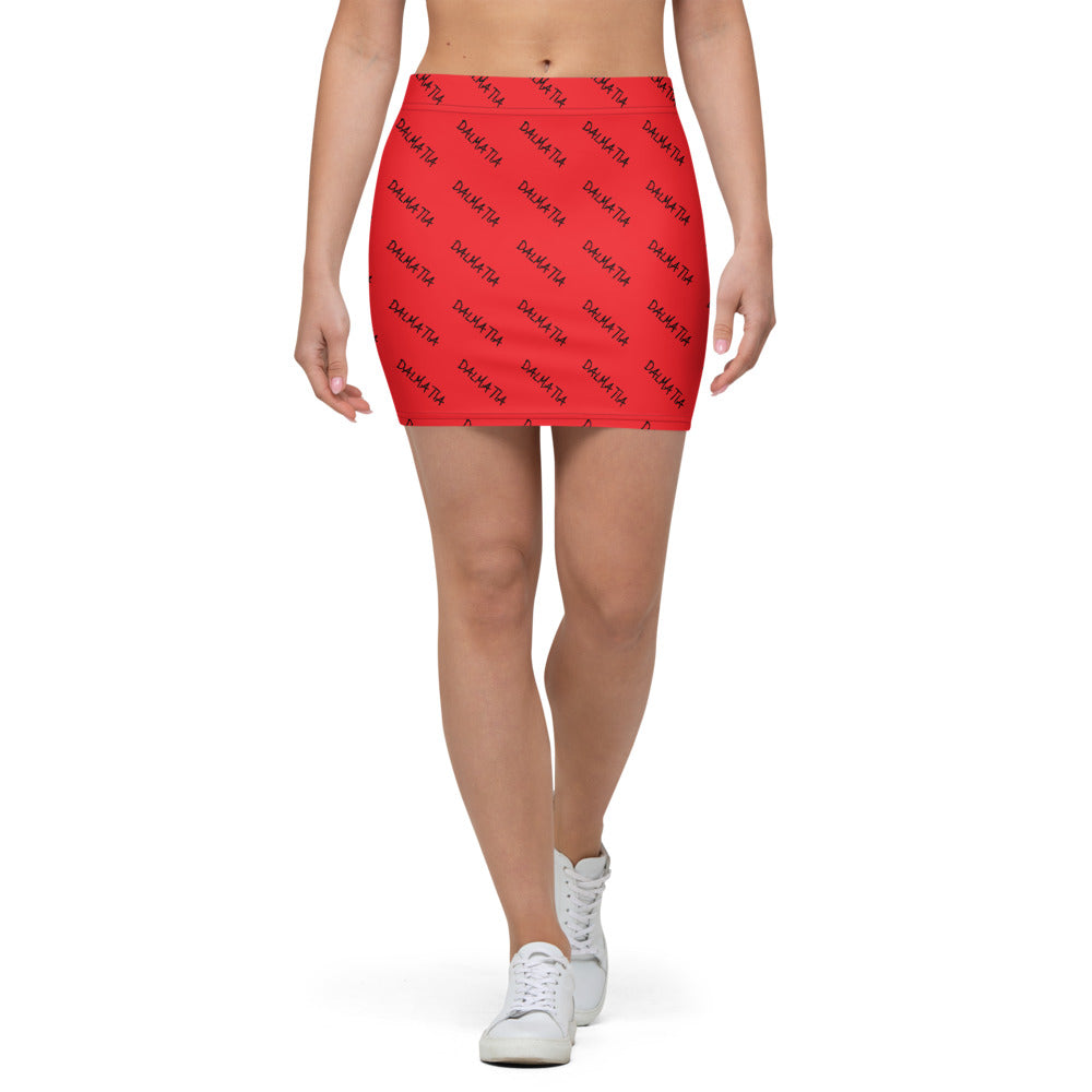 Signature Pattern Red And Black Mini Skirt