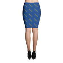 Load image into Gallery viewer, Signature Pattern Royal Blue And Yellow Pencil Skirt