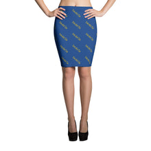 Load image into Gallery viewer, Signature Pattern Royal Blue And Yellow Pencil Skirt
