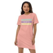 Load image into Gallery viewer, Signature Pink Dress With Pastel Colours Stripes