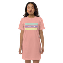 Load image into Gallery viewer, Signature Pink Dress With Pastel Colours Stripes