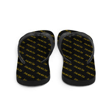 Load image into Gallery viewer, Signature Pattern Flip Flops Black/Gold