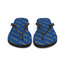 Load image into Gallery viewer, Signature Pattern Flip Flops Royal Blue/Gold