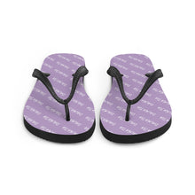 Load image into Gallery viewer, Signature Pattern Flip Flops Lilac/White
