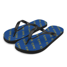 Load image into Gallery viewer, Signature Pattern Flip Flops Royal Blue/Gold