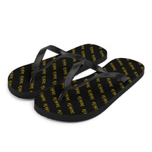 Load image into Gallery viewer, Signature Pattern Flip Flops Black/Gold
