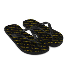 Load image into Gallery viewer, Signature Pattern Flip Flops Black/Gold