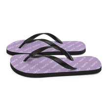Load image into Gallery viewer, Signature Pattern Flip Flops Lilac/White