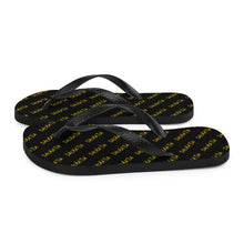Load image into Gallery viewer, Signature Pattern Flip Flops Black/Gold