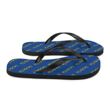 Load image into Gallery viewer, Signature Pattern Flip Flops Royal Blue/Gold