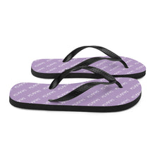 Load image into Gallery viewer, Signature Pattern Flip Flops Lilac/White
