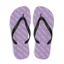 Load image into Gallery viewer, Signature Pattern Flip Flops Lilac/White