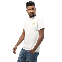 Load image into Gallery viewer, White Signature Gold Embroidered Men&#39;s T-shirt
