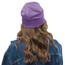 Load image into Gallery viewer, Big Signature Purple/White Beanie
