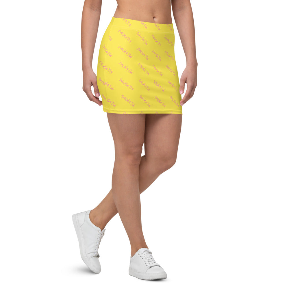 Signature Pattern Yellow And Pink Mini Skirt