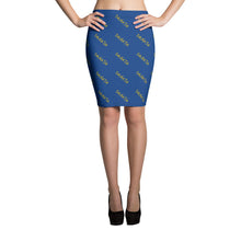 Load image into Gallery viewer, Signature Pattern Royal Blue And Yellow Pencil Skirt
