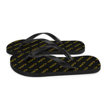 Load image into Gallery viewer, Signature Pattern Flip Flops Black/Gold
